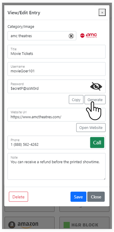 Password Lockdown - Vault Screenshot - Manage Password Lockdown - Vault Screenshot - Manage